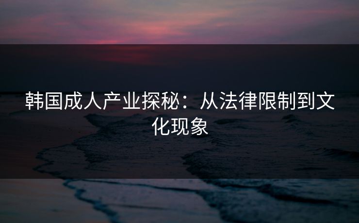 韩国成人产业探秘：从法律限制到文化现象